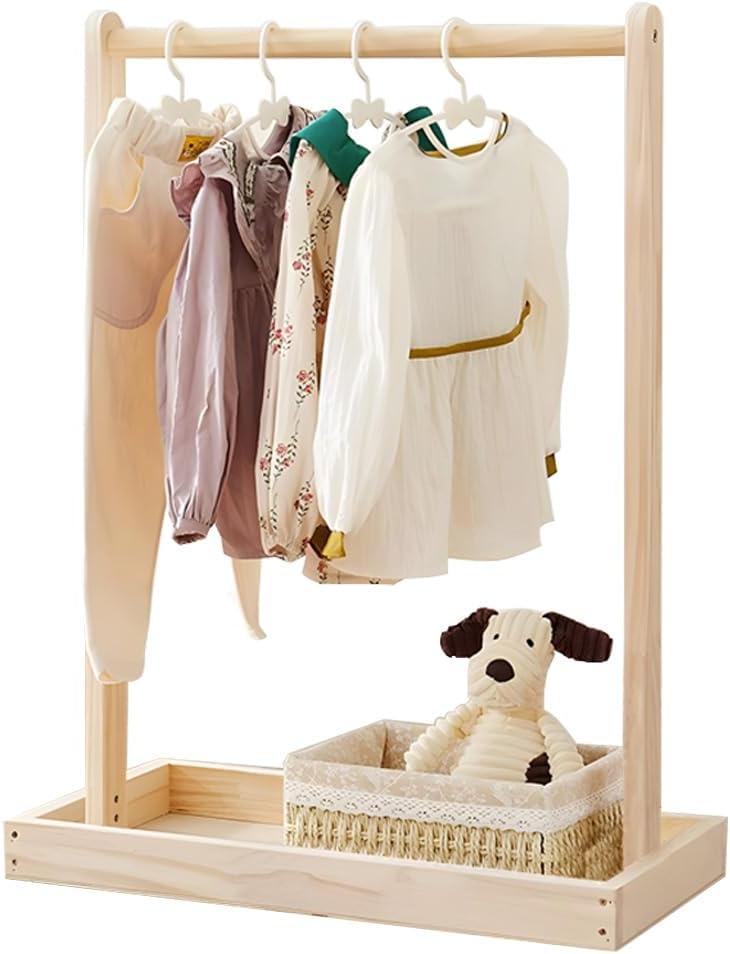 Hggzeg Baby Garment Rack, Kids Clothing Rack with Storage Shelf & Hanging Rod, Solid Wood Dog Cat Wardrobe Coat Rack, for Toddler Nursery, Child's Room (S)