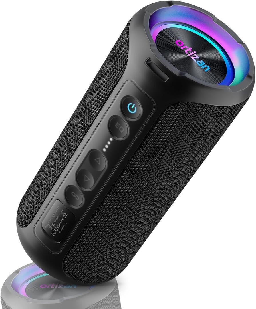 Ortizan Portable Bluetooth Speaker Wireless (2nd Gen), 40W Powerful Sound and Deep Bass, 30 Hours Playtime, IPX7 Waterproof, TWS for 2 Speakers Pairing for Shower, Outdoor - Electronics Gift (Black)