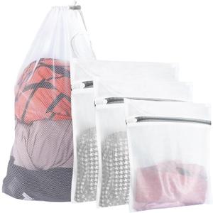 4Pcs Mesh Laundry Bags, Durable Laundry Bag, Delicates Bags for Washing Machine College, Dorm, Family, Travel, (1small, 1medium, 1large, 1xx-Large) White