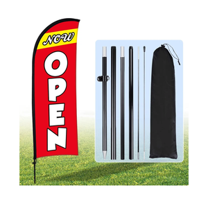 Buryeah Now Open Flag Banner for Business Advertising 7 x 5.4 ft Feather Flag Sign with Flagpole Ground Stake Portable Bag Opening Signs Banner Set for Outside Business(Yellow)