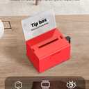 Uniclife Acrylic Donation Box with Lock and Sign Holder Red Ballot Box with Slot Plastic Suggestion Boxes Tip Jar Cash Storage Container Drop Chest for Fundraising Voting Raffle, 6.2" x 5" x 4"