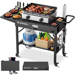 Outdoor Grill Table, Blackstone Griddle Stand, 440lbs Folding Grill Cart, Pizza Oven Table Stand for Onni,Food Prep Table with Wheels for Outdoor BBQ Camp Ninja Woodfire Grill Stand, 31" W x 17" D
