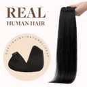 GOO GOO Clip in Hair Extensions Real Human Hair, Remy Human Hair Extensions Clip ins for Women, Natural Human Hair, 12inch 85g 7Pcs, #1B Natural Black