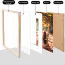 KINLINK A2 Picture Frames Natural, Solid Wood Frames with Acrylic Plexiglass 16.5 x 23.5 Frame for Pictures A3 with Mat or A2 without Mat Wall Mounting Display, Set of 2