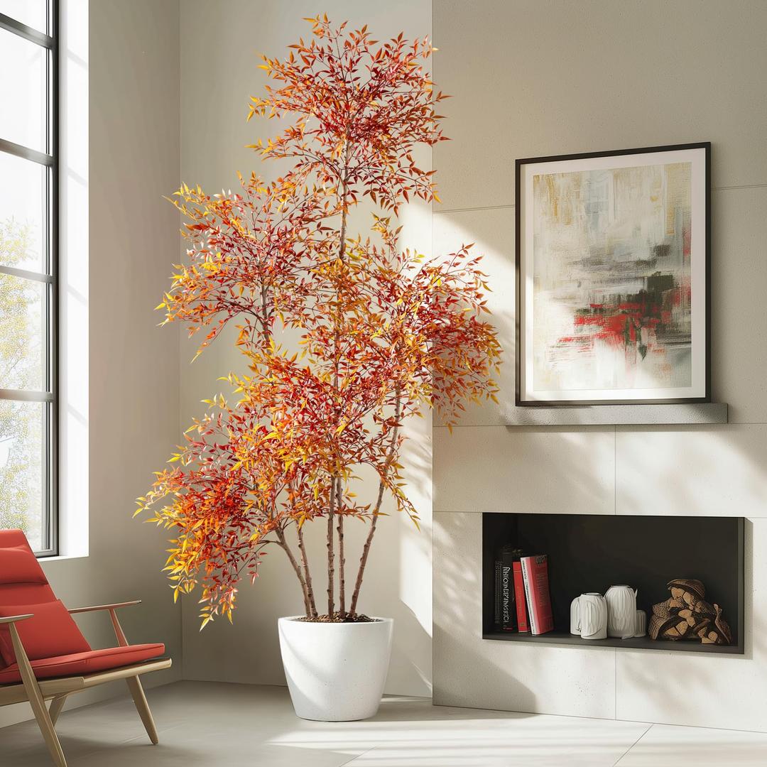Big Faux Bamboo Plant Large Fake Nandina Trees Plastic plantas Indoor Outdoor Realistic Floor Plants Artificial Tree for Home Living Room Corner Office Patio Porch Bonsai Decor Housewarming Gift