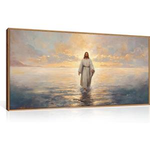 Large Jesus Christian Framed Canvas Wall Art,Bible Stories Faith Wall Decor,Vintage Modern Artwork for Living Room,Bedroom,Dining Room,Office -20"x40"x1