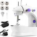 Mini Sewing Machine,Portable Sewing Machine for Beginners Adult Kids, 2-Thread 2-Speed 2-Switches Electric Crafting Mending Machine Travel Automatic (White)