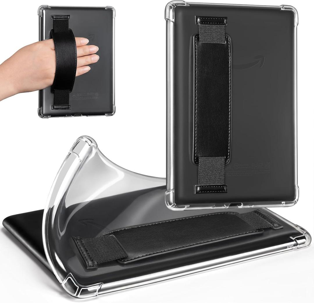 CoBak Clear Case for 6" Kindle 2024 and 2022 (11th Generation) with Elastic Hand Strap - Ultra-Slim Soft TPU Transparent Cover, Lightweight & Durable Protection