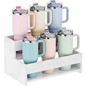 Water Bottle Organizer, 2-Tier 12.6W Tumbler Holder, Pantry Kitchen Storage Rack for Wine Bottles Countertop Cabinet