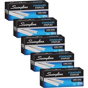 Swingline Staples, 5 Pack, Standard Staples for Desktop Staplers, 1/4" Length, 210/Strip, 5000/Box (35101)