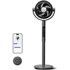 Levoit Standing Smart Fan for Bedroom, 1451CFM Ultra-High Airflow, 12H Timer with WiFi/Voice/Remoter, Auto 120+90 Oscillating, Quite 20dB, 12 Speeds, 4 Modes, DC Motor, 2 in 1 Pedestal & Tabletop