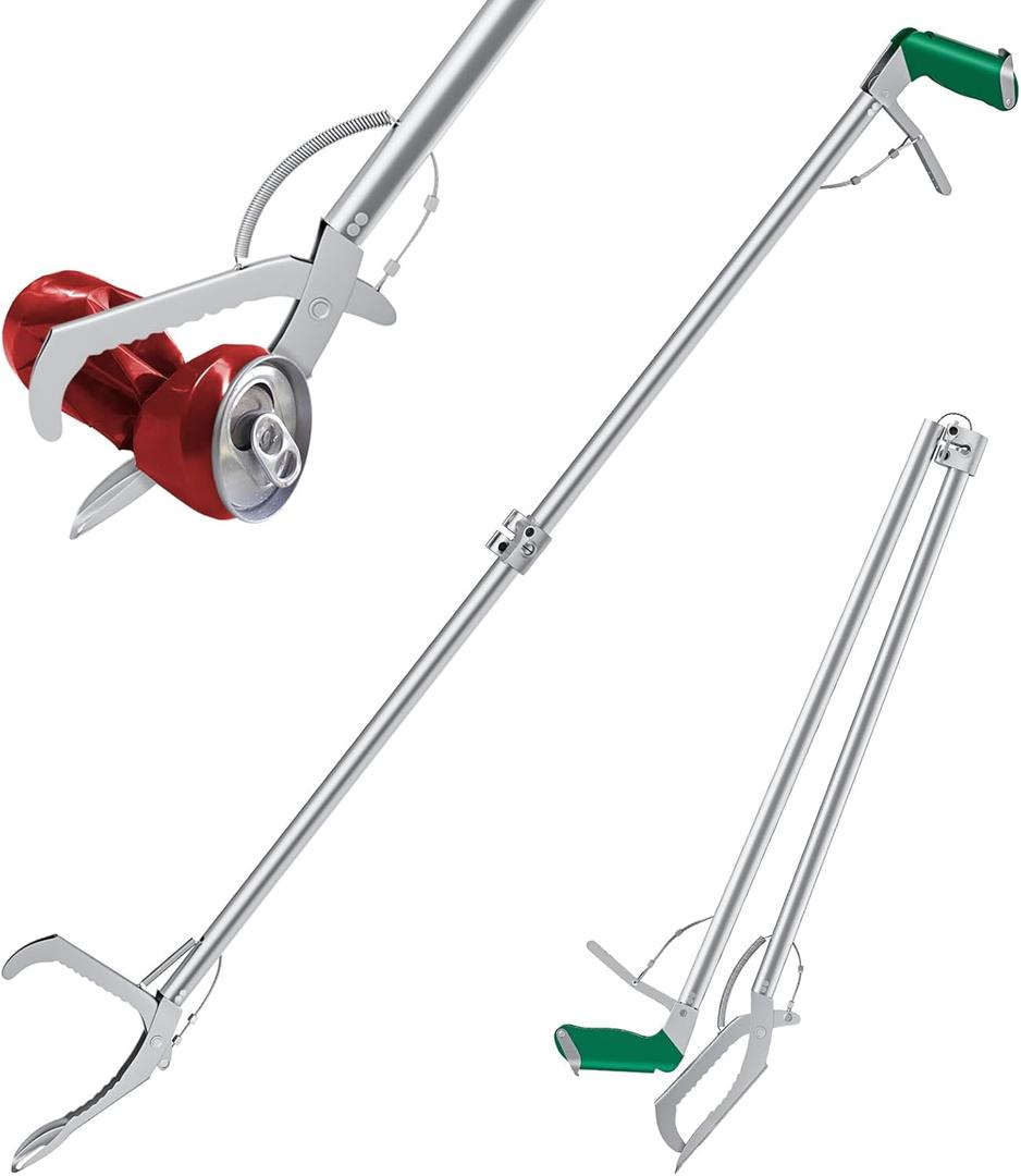 60" Foldable Long Grabber Reacher Tool Heavy Duty Lightweight Long Reach Pickup Aid, Collapsible Litter Picker & Trash Grabber for Home, Garden and Outdoor Use (60 Inch Green)