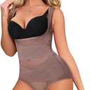 Nebility Shapewear for Women Tummy Control Bodysuit Faja Body Shaper Waist Trainer Snatched Corset Body Suit (X-Large, Purple Brown)