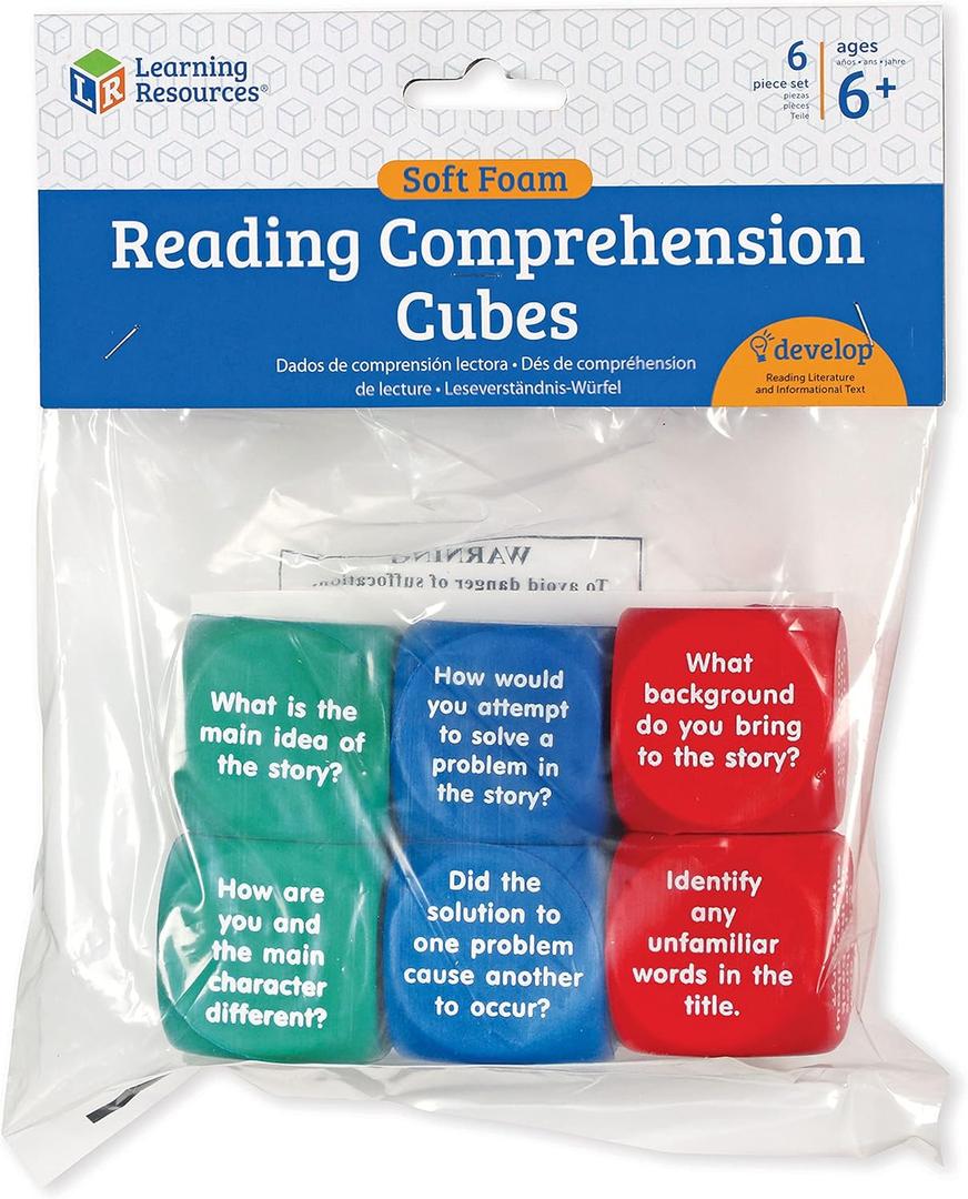Learning Resources Reading Comprehension Cubes - Set of 6, Kids Ages 6+ Teacher and Classroom Supplies, Reading Aids for Kids