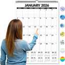 Forvencer 2026 Calendar, Extra Large 22"x15" Wall Calendar, 18-Month from Jan 2026 to Jun 2027, Big Numbers Bold Print, Vertical Hanging Monthly Planner, Spiral Hook & Stickers for Seniors Home Office (Sleek)