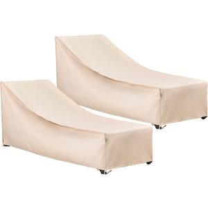 F&J Outdoors Waterproof UV Resistant Heavy Duty Patio Chaise Lounge Chair Cover, 2Pack, 79"Lx30"Wx30"H, Beige