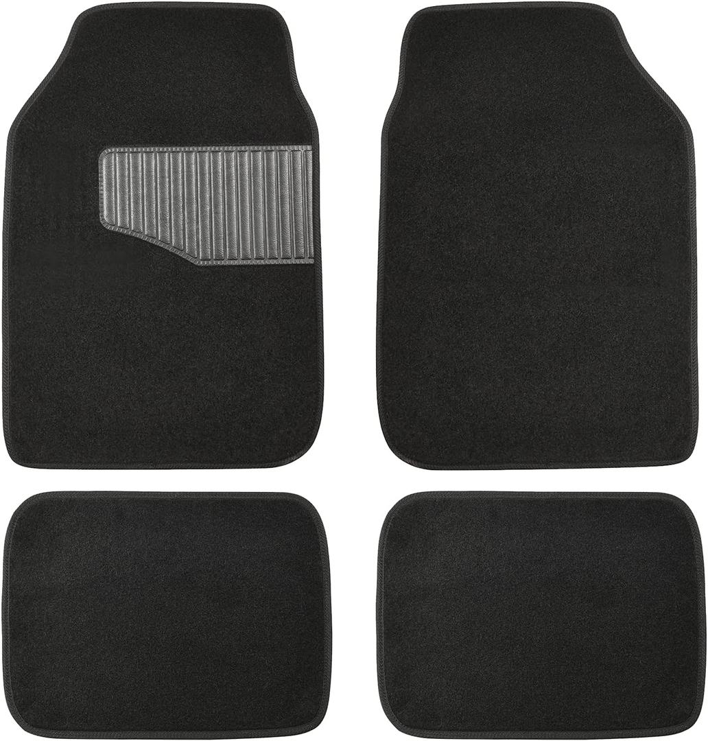 Amazon Basics Universal Fit Rubber Carpet Floor Mats For Car SUV Van & Truck, 4 count (Pack of 1), Black, 25"L x 17.5"W (Front), 13"L x 17.5"W(Rear) (Black)