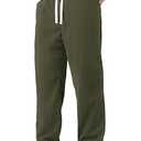 JOTOOK Mens Casual Corduroy Pants Lightweight Elastic Waist Drawstring Pants Straight Baggy Pants with Pockets Medium Army Green