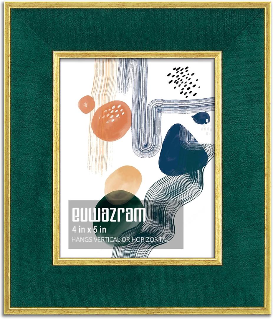 Suede 4x5 Frame - Single Frame, Christmas Elegant Green 4 x 5 Poster Frame, 4x5 Picture Frame for Artwork Puzzles Photos and Movie Posters