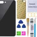 OEM Rear Back Glass Replacement for iPhone 8 Plus with Reparing Toolkit and Adhesive (Space Gray/Black)