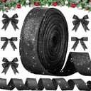 Unittype 50 Yard Black Glitter Ribbon 1.5 Inch Wired Ribbon for Gifts Wrapping, Bow Making, Wreath, DIY Crafts, Wedding, Home Decoration