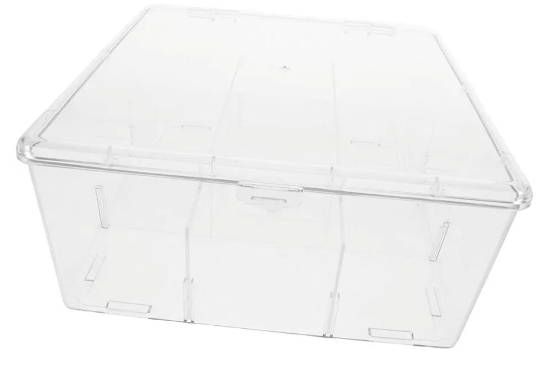 Operitacx Acrylic Card Storage Box with Compartments Transparent Game Card Organizer and Versatile Storage for Trading Cards Crafts and Accessories High Transparency