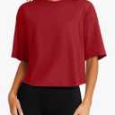 LASLULU Womens Cotton Short Sleeve Workout Shirts Loose Fit Crop Tops Yoga Gym Tee Casual Athletic Running T-Shirts Size Medium