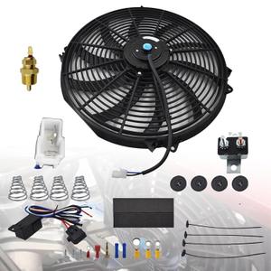 3000 CFM 16inch Electric Radiator Cooling Fan Mounting Kit Push Pull Slim Fan 10 S Blades 12V Black