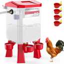 Float-Controlled Automatic Chicken Waterer, Blue Chicken Waterer with 4 Water Cups 13Ft Hose, Poultry Water Feeder for Duck, Quail, Geese, Chicken Supplies, 2 Gallons (Red)