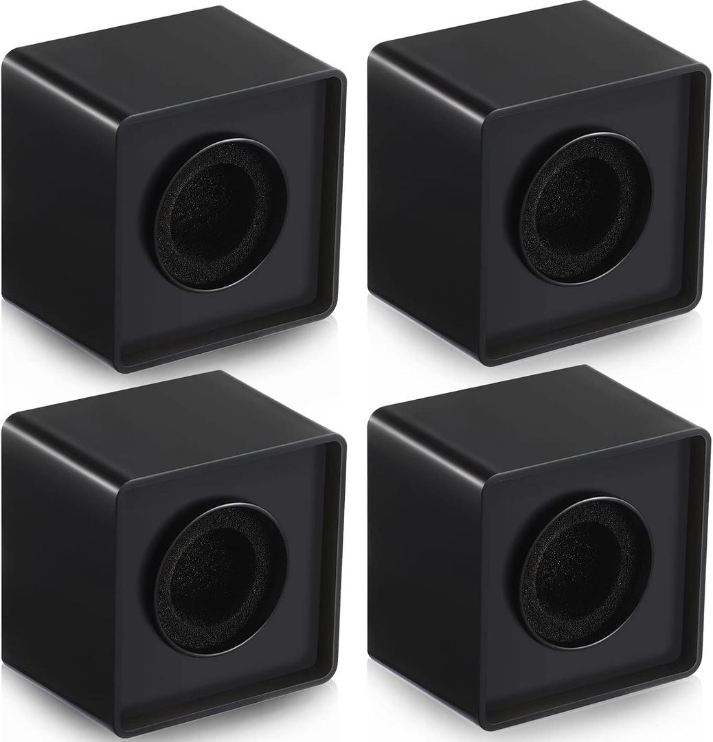 Landhoow 4 Pcs Mic Flags Square Cube Microphone Flags Station Portable Custom Interview Mic Station with Foam Microphone Accessories for Interview Reporter Host Halloween Cosplay(Black)