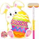 Bunny Easter Egg Piata with Blindfold, Bat and Filler, Funny Cute Bunny Party Favors for Cute Bunny Easter Egg Theme Kids and Adults Party Supplies Decoration (Cute)