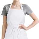 NLUS Kitchen Cooking Apron with 3 Pockets, Adjustable Bib Apron Chef Aprons for Women Men (White)