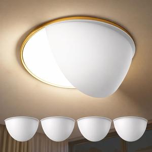 4 Pack Recessed Light Covers, 4" Stick-On Light Diffusers, 40% Translucent Half Shade, Anti-Yellow Cream White, Easy Installation with Strong Double-Sided Adhesive