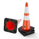 RoadHero 4 Pack 28 Inch 5.5 Lb Traffic Cones with Heavy Black Base, Orange Safety Cone with Reflective Collar for Parking Lot, Construction Work, Road Safety