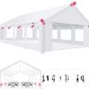 COBIZI 20x20ft Party Tent Heavy Duty for Parties Waterproof, Wedding and Event Canopy & Carport, Carpas para Fiestas with Removable Sidewalls & Built-in Sandbag, UV50+, White(Better Than Galvanized)
