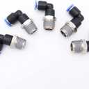 Push to Connect Fitting 1/8" Tube OD x 1/4" Male NPT Thread, Pneumatic Male Elbow Air Water Line 90 Deg Swivel Elbow Quick Push in Connectors (Pack of 5)