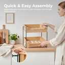 LIBKEN 3-Tier Wooden Fruit Basket – Rubberwood Countertop Produce Storage with Metal Frame – Minimal Scandinavian Design Fruit Stand for Kitchen Counter, Space-Saving Tiered Basket Organizer