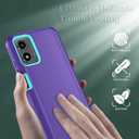 Qinmay Phone Case for Motorola Moto G Play 2024 4G Case with HD Screen Protector, Heavy Duty Shockproof & Dropproof 3-Layer Cover Phone Case for Moto G Play 2024 (PurpleSkyBlue)
