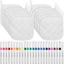 36 Pcs Christmas Pot Holders Craft Project Set Including 12 White Pot Holders and Oven Mitts with 24 Makers for Kitchen Heat Resistant Cooking and Baking DIY Activities