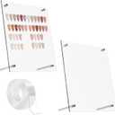 2 PCS Transparent Nail Art Display Board, Large Acrylic Display Polish Board False Nail Tips Sample Display Holder Nail Color Nail Practice Board with Double Sided Tape For Salon 13.4 x 9.8 Inches