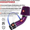 BARTOO 3'' Cold Air Intake Kit Aluminum Automotive Cold Air Intake Pipe Filter Induction Flow Hose Pipe Kit, Purple