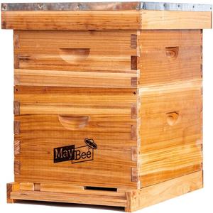 Beehive 10 Frame Bee Hives and Supplies Starter Kit, Bee Hive for Beginner, Honey Bee Hives Includes 1 Deep Brood Hive Box, 1 Bee Hive Super Box with Beehive Frames and Foundations