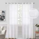 BGment Opaque Semi Sheer Curtains for Living Room, Grommet Light Filtering Casual Textured Privacy Curtains for Patio Door/Bedroom, 2 Panels (Each 52 x 108 Inch, White)