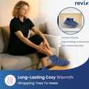REVIX Microwavable Booties for Cold Feet Moist Heat Therapy, Heated Slippers Women & Men for Soothing Cold Foot, Microwavable Foot Warmers, Non-Slip Sole & Adjustable Fit, Navy S