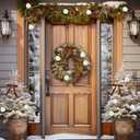 78 Pcs Neutral Christmas Tree Decoration Set with 25pcs Brown Velvet Bows 25pcs White Foam Rose 26pcs Gold Berries Picks Pearl Garland Vintage Christmas Ornaments for Holiday Xmas Decor