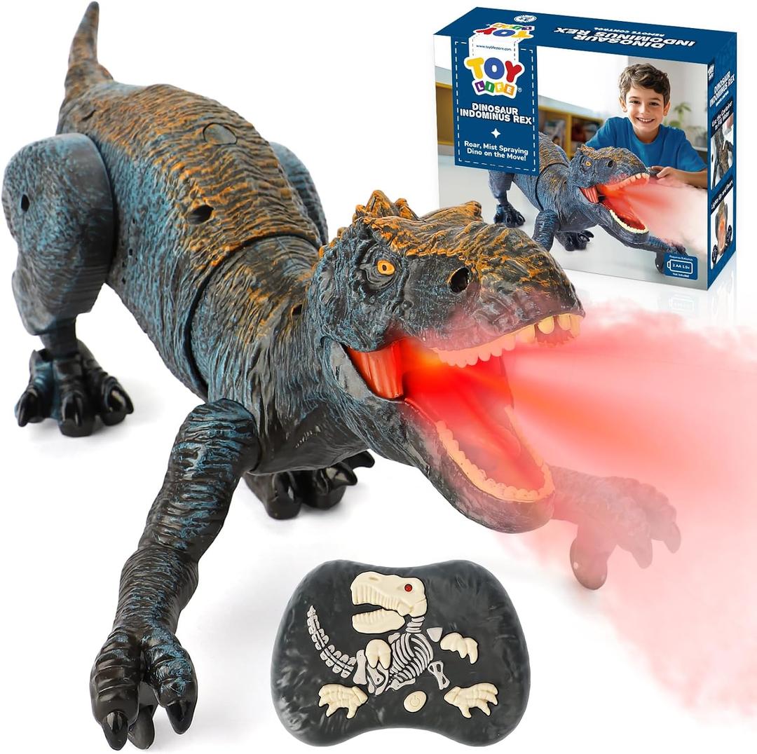 STEAM Life Remote Control Dinosaur Toy, RC T-Rex with Lights, Sounds & Mist Spray, Walking Robot Dinosaur Toys for Boys Age 4-7, Rechargeable Large Dinosaurs Toy Gift