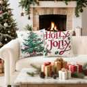 2 x Artscope Christmas Tree Snowman Throw Pillow Covers 20x20 Inch Set of 4, Let It Snow Holly Jolly Winter Hoilday Christmas Decoration Pillow Cases for Home Sofa Couch Decor-Beige