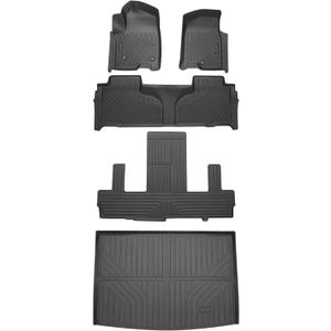 Cartist Floor Mats and Cargo Liner Fit for Chevy Suburban & GMC Yukon XL 7 Seats 2021 2022 2023 2024 2025 Accessories All Weather Floor Cargo Liner Carpet TPE Heavy Duty (2nd Row Bucket Seats) (Full Set(Chevy Suburban/GMC Yukon XL 7 Seats))