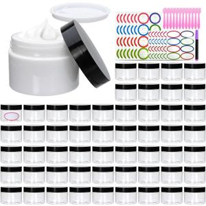 54 Pack 4oz Plastic Containers with Lids, Jars with Lids, Great for Storing, Lip Balms, Creams, Ointments, Cosmetics, Samples