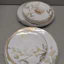 PLASTICPRO 128 Piece Combo Plates Set includes 64 7'' inch Plates & 64 10'' inch Plates White Plastic Floral Design Party Plates With Gold Rim, Premium Elegant, Tableware, Dishes,
